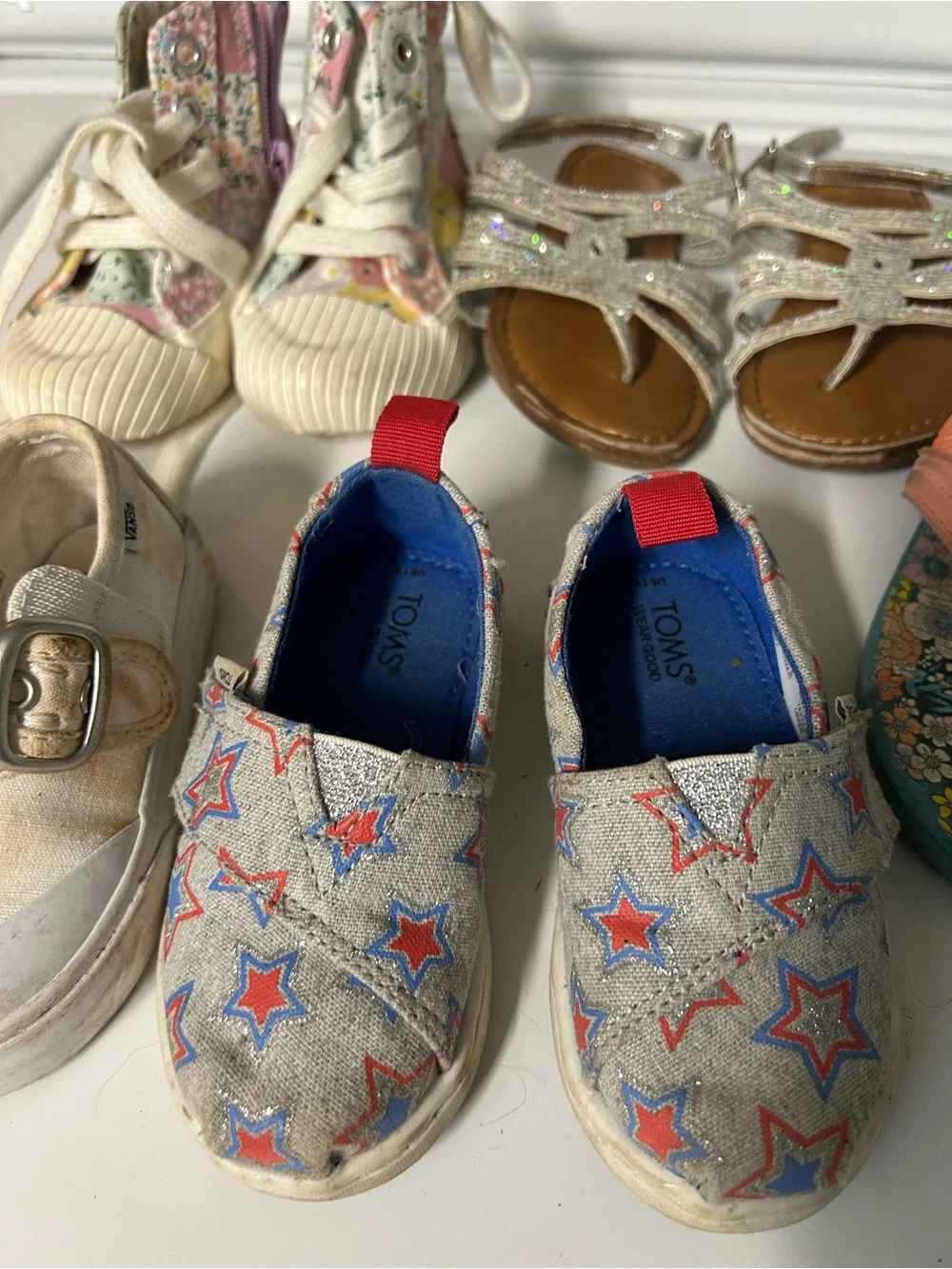 Vans, Tom’s, cat and jack, Kids Silver Star-Print Slip-On Sneakers